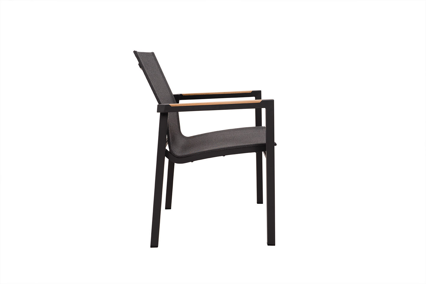 Cube Alu Stacking Chair, teak arm, Slate